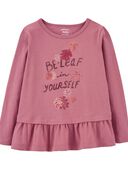 Pink - Toddler Be-Leaf In Yourself Peplum Graphic Tee