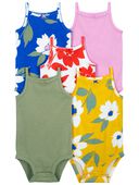 Multi - Baby 5-Pack Floral Tank Bodysuits