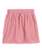Kid Ribbed Textured Drawstring Skort - Pink, image 1 of 4 slides
