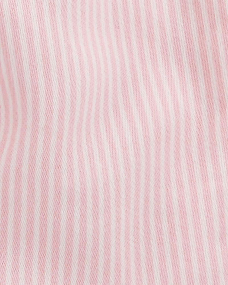 Baby Knit Denim Hickory Stripe Overalls - Pink, image 3 of 4 slides