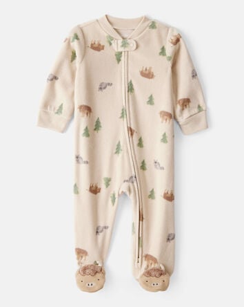Baby Boy Buffalo Print Loose Fit Long-Sleeve Sleep & Play Pajamas - Brown, 