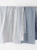 Rhino Grey, Painterly Stripes - Baby 2-Pack Organic Cotton Muslin Swaddle Blankets