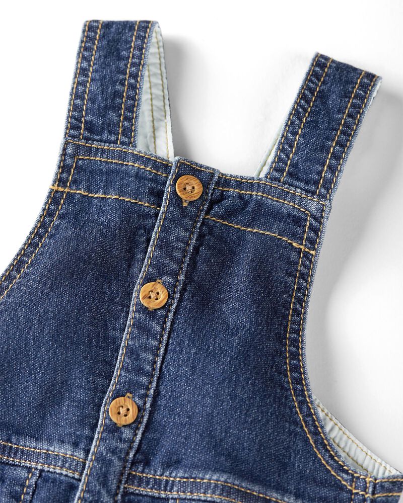 Baby Denim Overalls Made With Organic Cotton, image 3 of 4 slides