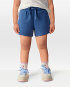 Toddler Pull-On French Terry Shorts - Blue, image 2 of 6 slides