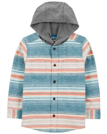 Kid Baja Stripe Button-Front Shacket, 