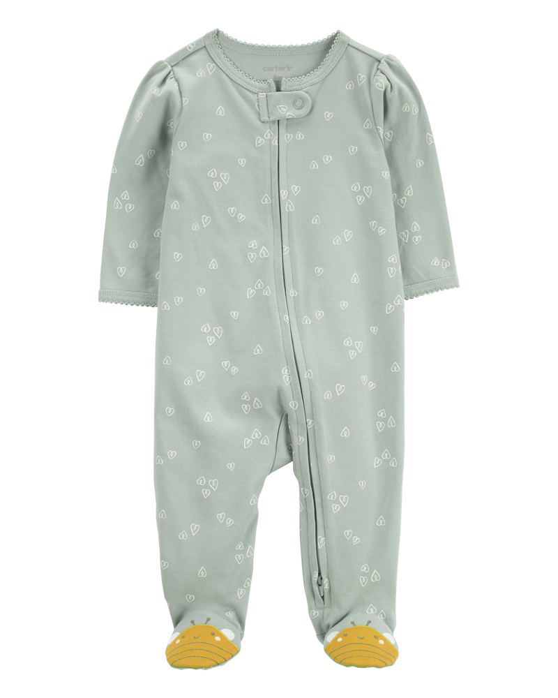 Baby Bee Zip 2-Way Zip Cotton Sleep & Play Pajamas, image 1 of 5 slides