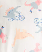 Baby Girl Dinosaur Print 100% Cotton Long-Sleeve 4-Piece Pajamas - Blue/White, image 3 of 4 slides