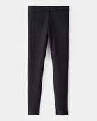 Kid Solid Cotton Ribbed Stretch Leggings - Black, image 2 of 4 slides