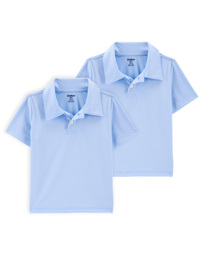 Toddler 2-Pack Active Uniform Polo Shirts in Moisture Wicking BeCool™ Fabric - Blue, image 1 of 3 slides
