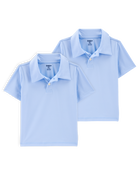 Toddler 2-Pack Active Uniform Polo Shirts in Moisture Wicking BeCool™ Fabric - Blue, image 1 of 3 slides