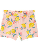 Pink - Baby Lemon Print Pull-On Shorts