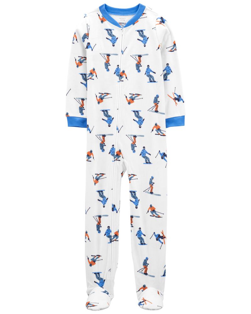 Kid 1-Piece Ski Fleece Footie Pajamas, image 1 of 3 slides