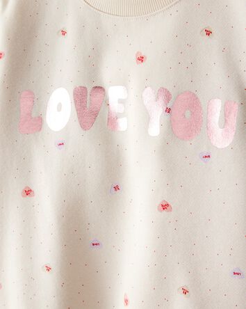 Toddler Girl Heart Long-Sleeve Pullover Sweatshirt - Ivory, 