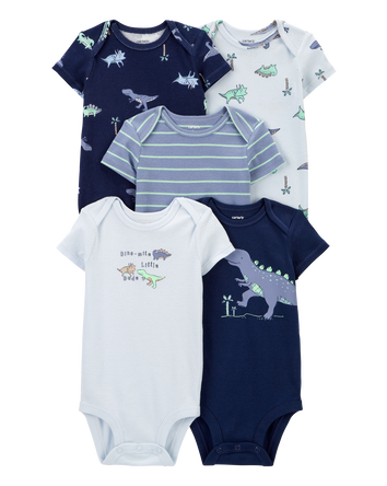 Baby 5-Pack Dinosaur Short-Sleeve Bodysuits, 