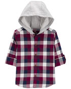Toddler Plaid Hooded Button-Down Shirt, image 1 of 4 slides