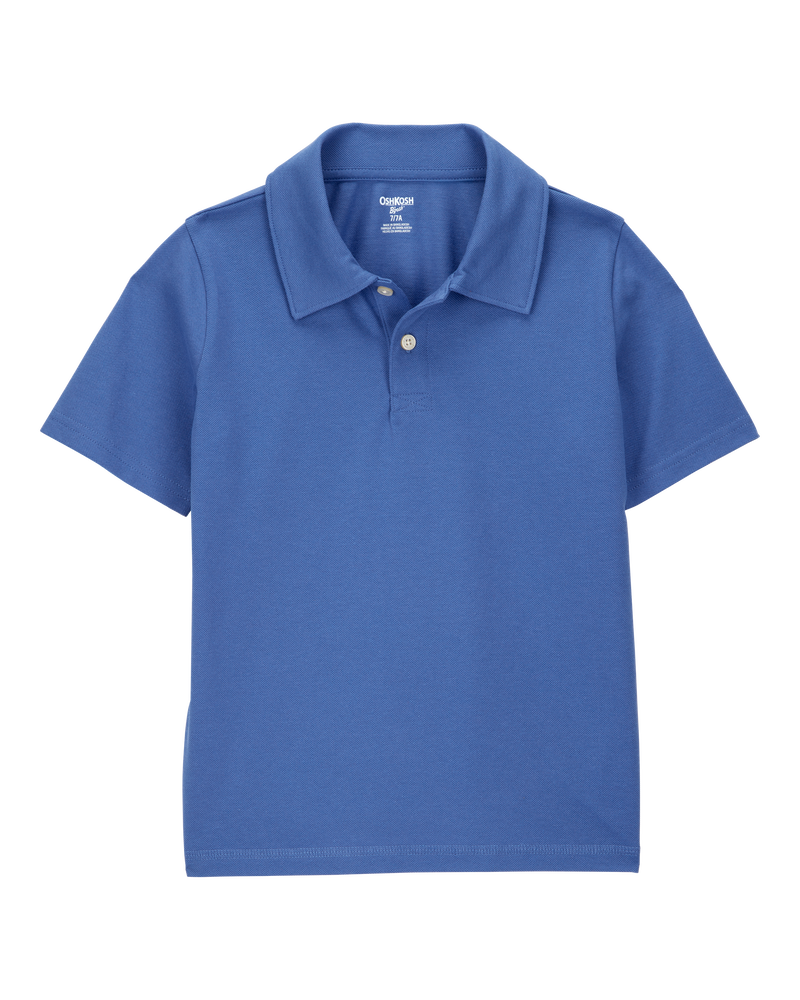 Kid Pique Uniform Polo Shirt - Blue, image 1 of 3 slides