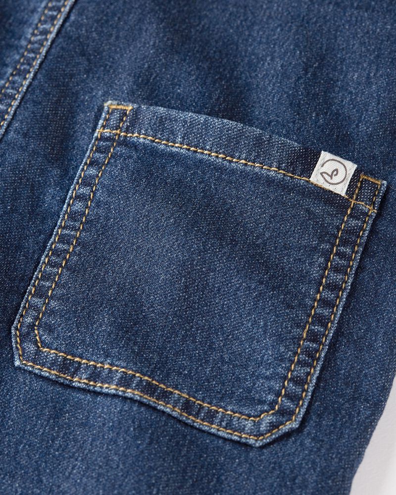 Toddler Denim Overalls Made With Organic Cotton, image 3 of 4 slides