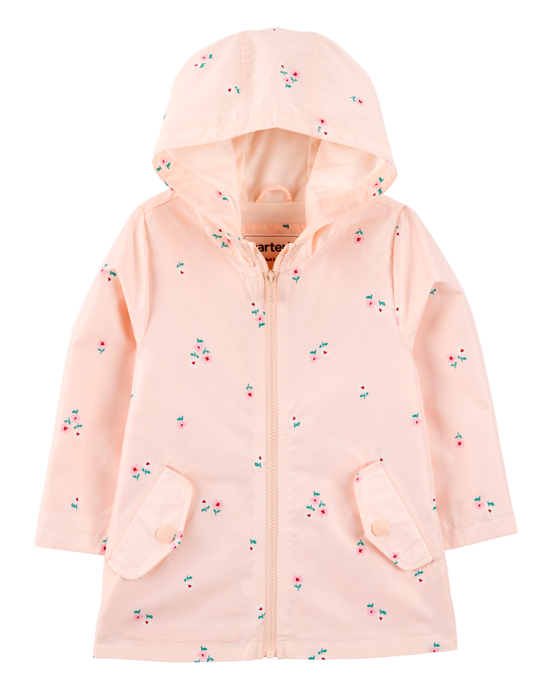 Toddler Floral Rain Jacket - Pink, image 1 of 3 slides