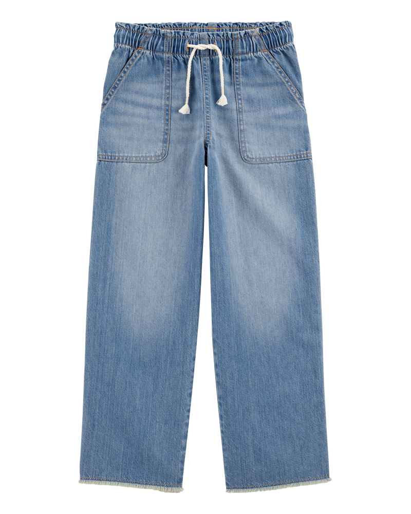 Kid Pull-On Wide Leg Denim Pant - Ozone Wash, image 1 of 4 slides