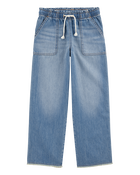 Kid Pull-On Wide Leg Denim Pant - Ozone Wash, image 1 of 4 slides