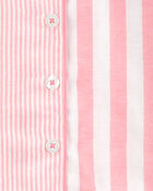 Kid 2-Piece Striped Woven Coat-Style Pajamas, image 2 of 3 slides