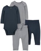 Baby 4-Piece PurelySoft Long-Sleeve Bodysuits & Pants Set, image 1 of 4 slides