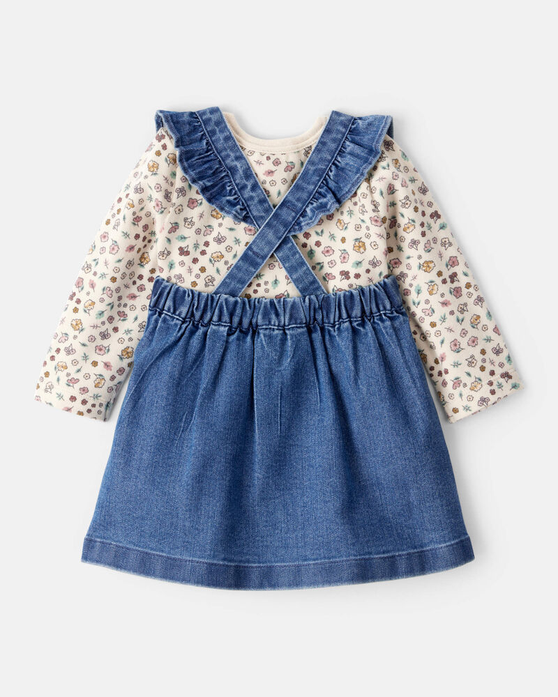 Baby Girl 3-Piece Floral Sleeveless Dress Set - Blue, image 2 of 6 slides
