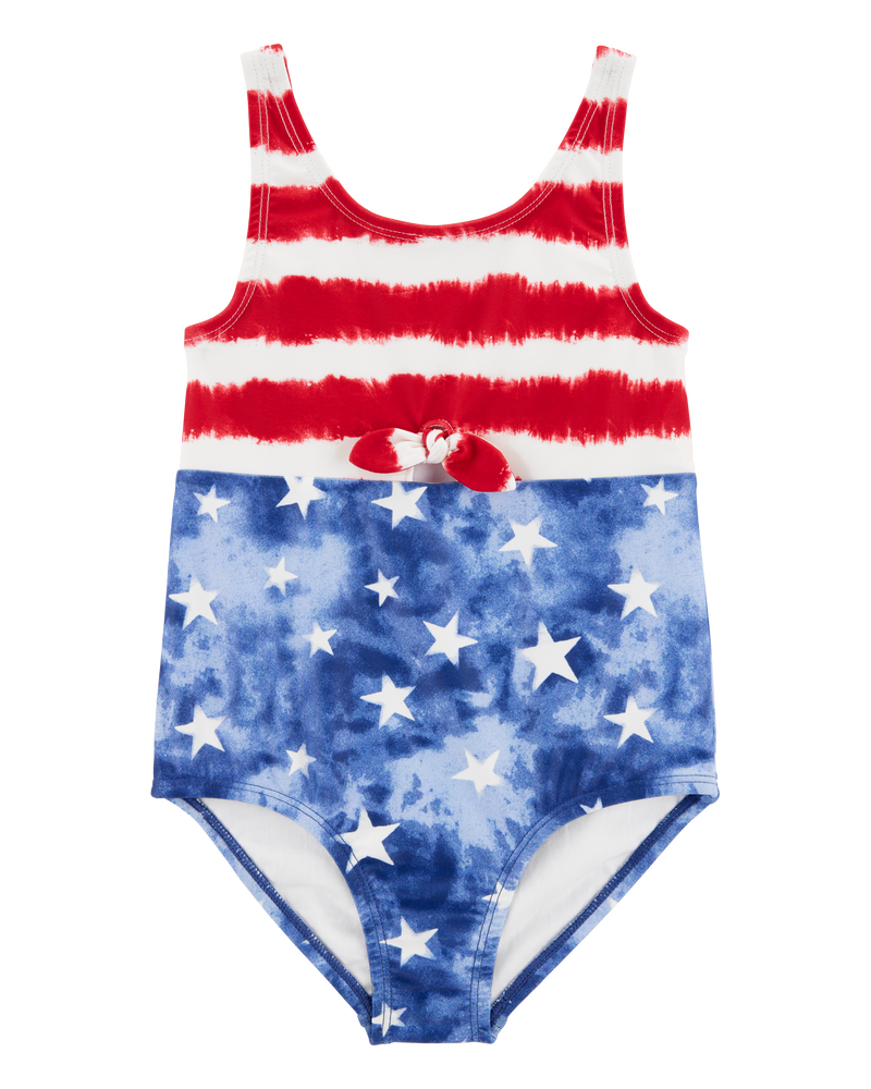 Toddler Girl 1-Piece Fourth of July  Swimsuit, image 1 of 4 slides