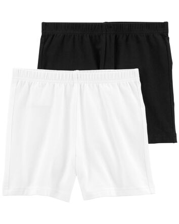 Kid 2-Pack Black/White Bike Shorts, 