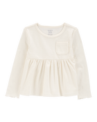 Toddler Ribbed Long-Sleeve Peplum Top, image 1 of 3 slides
