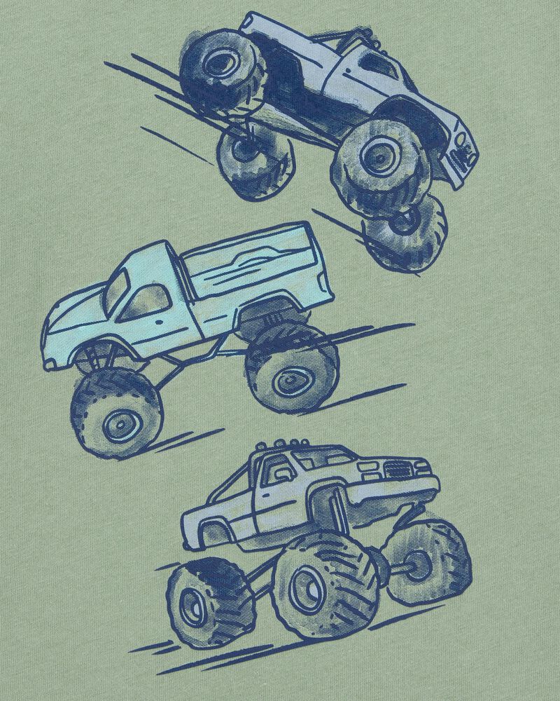 Toddler Monster Truck Short-Sleeve Graphic Tee - Green, image 2 of 3 slides
