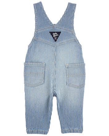 Baby Knit-Like Denim Hickory Stripe Overalls, 