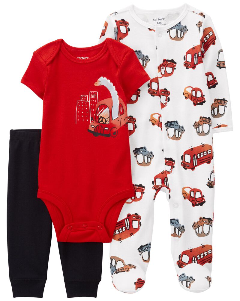 Baby 3-Piece Cars Sleep & Play Pajamas & Pant Set, image 1 of 5 slides