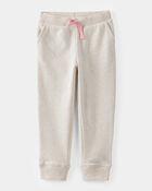 Toddler Girl Solid Fleece Drawstring Joggers - Oatmeal, image 1 of 4 slides
