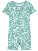 Turquoise - Toddler 1-Piece Ocean Print 100% Snug Fit Cotton Romper Pajamas