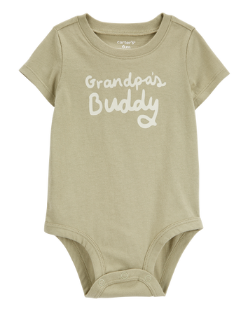 Baby Grandpa's Buddy Short-Sleeve Bodysuit - Olive, 