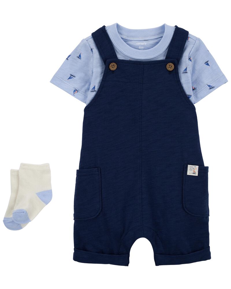 Baby 3-Piece Tee & Shortall Set, image 1 of 6 slides