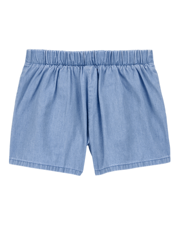 Kid Chambray Pull-On Shorts - Blue, 
