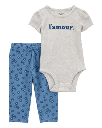 Baby 2-Piece L'Amour Short-Sleeve Bodysuit Pant Set, 