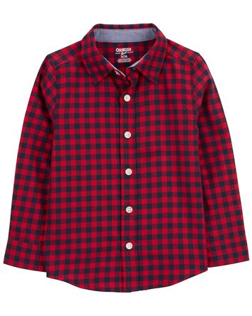 Plaid Button-Front Shirt, 