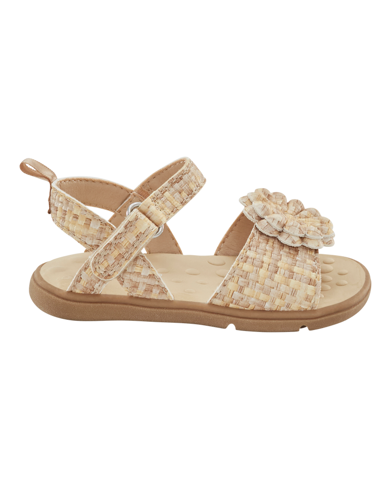 Baby  Every Step® First Walker Woven Flower Accent Sandals - Beige, image 2 of 7 slides