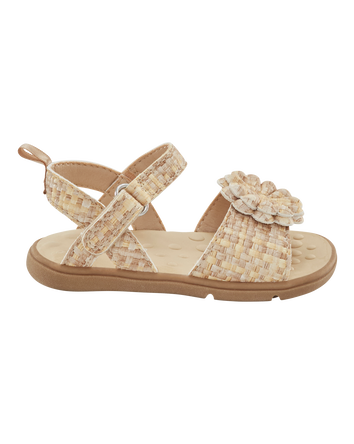 Baby  Every Step® First Walker Woven Flower Accent Sandals - Beige, 