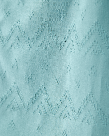Kid Chevron Print Short-Sleeve Button-Down - Teal, 