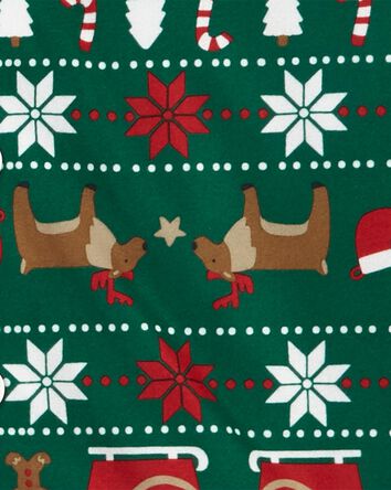 Kid 2-Piece Fair Isle Fleece Coat-Style Pajamas, 