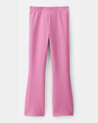 Kid Solid Cotton Flare Stretch Leggings - Pink, image 2 of 4 slides