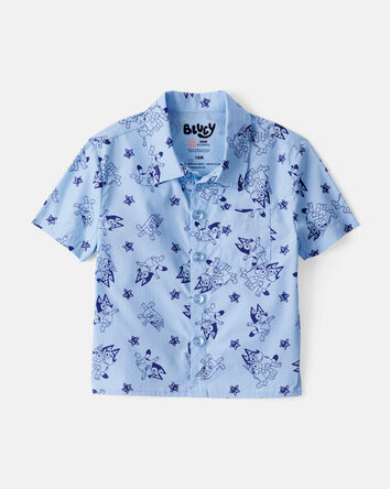 Baby Boy Bluey Short-Sleeve Button-Front Shirt - Blue, 