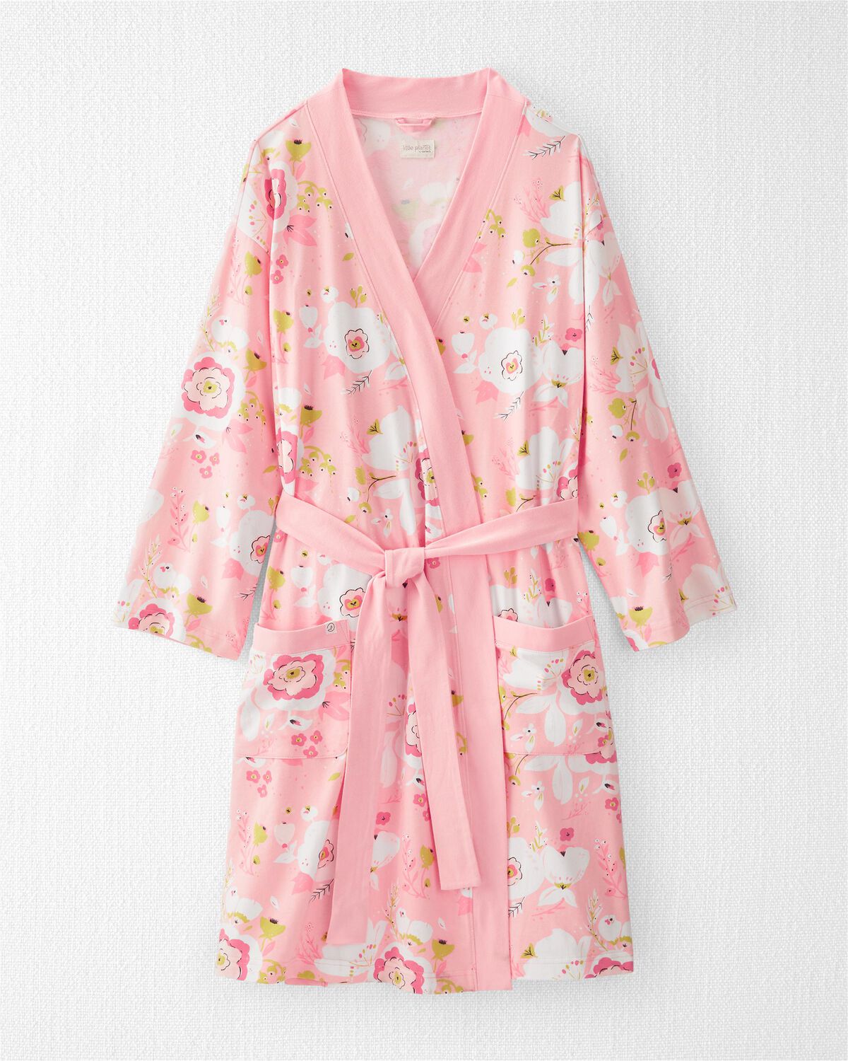 Pink Floral Adult Organic Cotton Jersey Robe