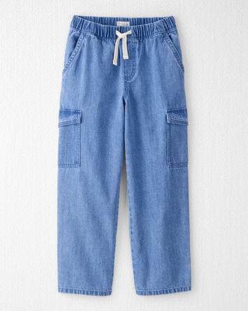 Kid Organic Cotton Chambray Cargo Pants, 