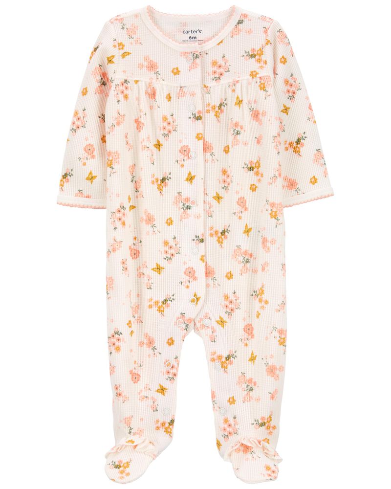 Baby Floral Snap-Up Cotton Sleep & Play Pajamas, image 1 of 3 slides