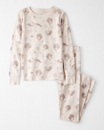 Kid Organic Cotton Pajamas in Turkey Gobbler Print, 